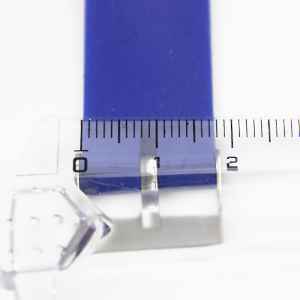 Measuring a silicone watch strap keeper with a ruler